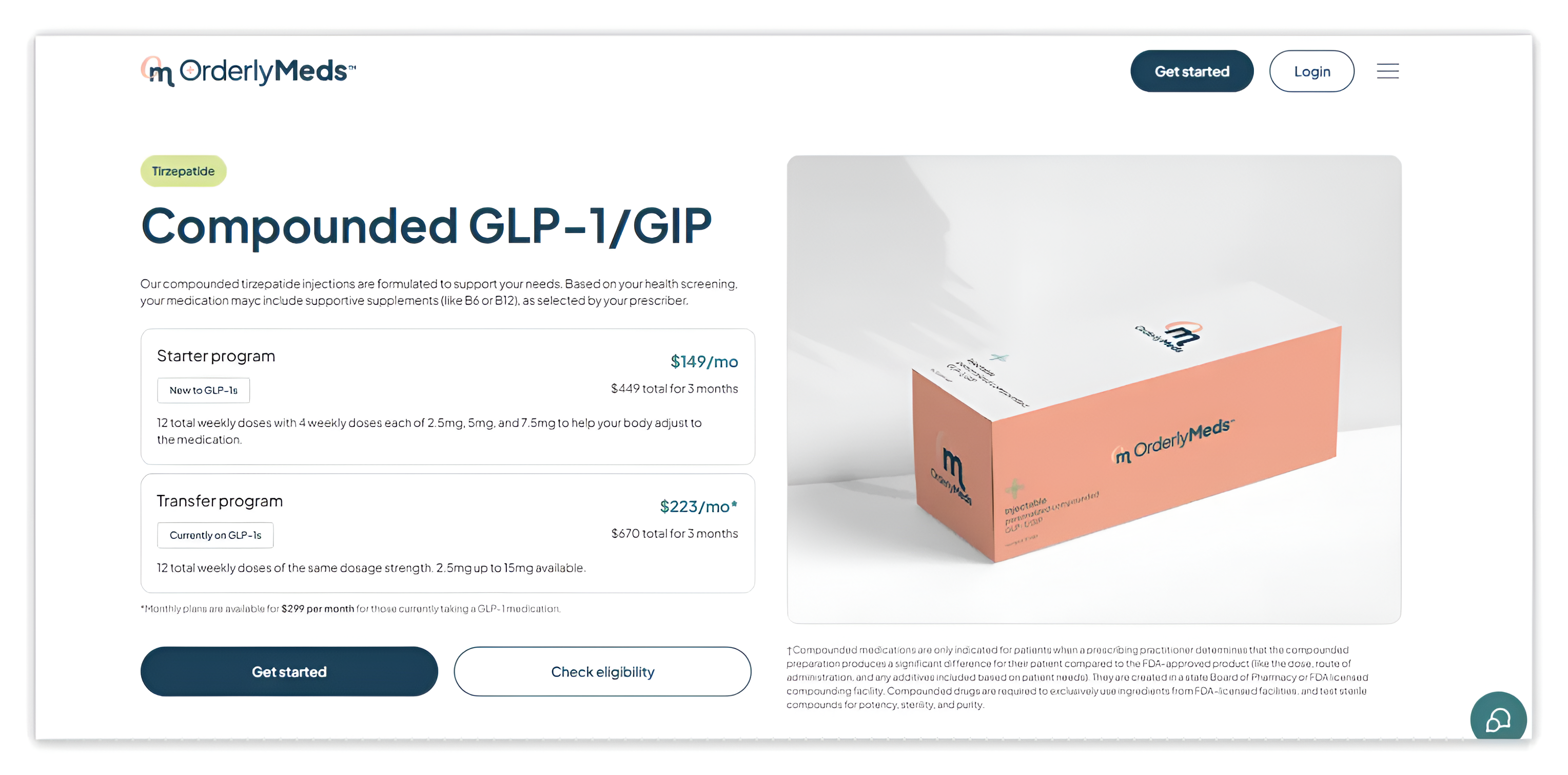 product detail page of OrderlyMeds